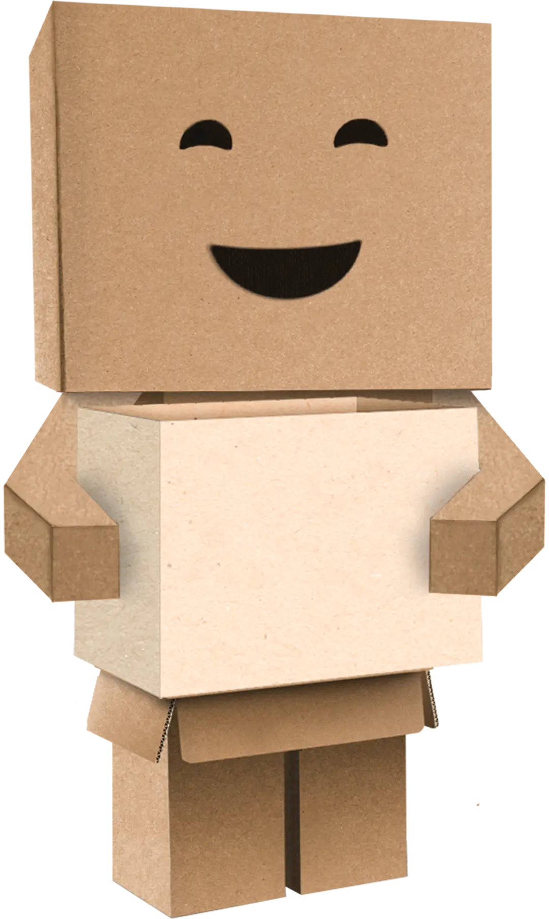 Schachti lacht und hält eine Box